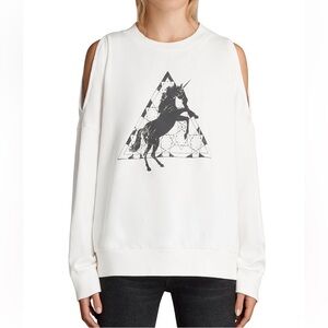 All Saints spectrum Unicorn cutoff shoulder sweatshirt xs